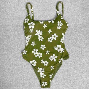 Roxy Olive Green Floral One Piece Swimsuit